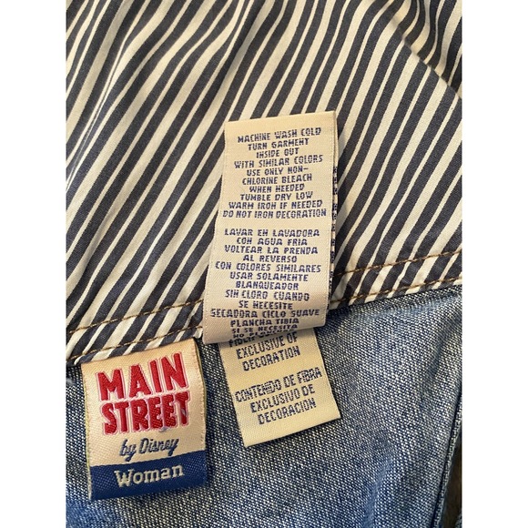 Vintage‎ Disney Main Street Overalls Womens 22W/24W Denim Shortalls Mickey 90s - Picture 5 of 9